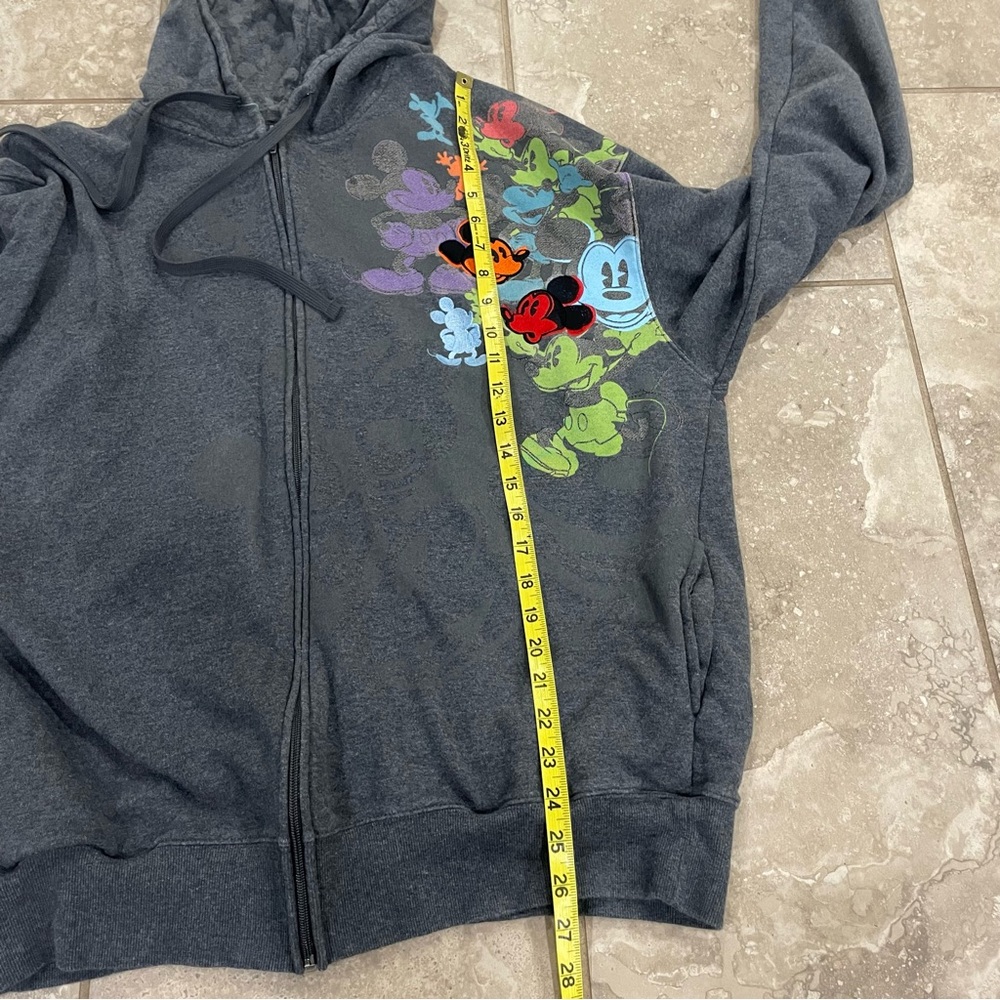 Disneyland Mickey Mouse Mens Hoodie Sweatshirt‎ Gray Embroidered Full Zip Large - Picture 11 of 12